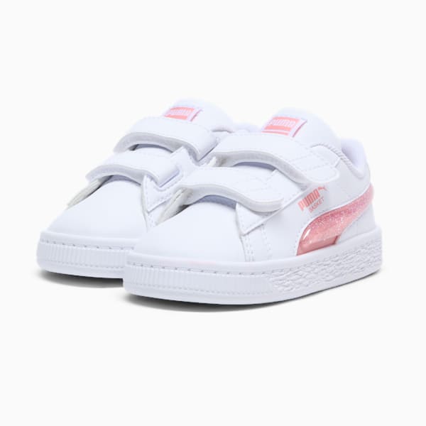 Basket Glitter Toddlers' Sneakers, PUMA White-Pink Fruit, extralarge