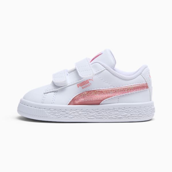 Basket Glitter Toddlers' Sneakers, PUMA White-Pink Fruit, extralarge