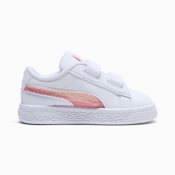 Basket Glitter Toddlers' Sneakers, PUMA White-Pink Fruit, extralarge