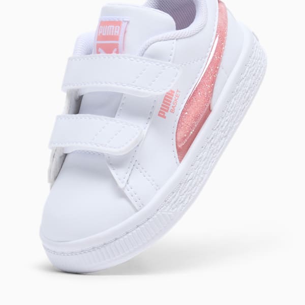 Basket Glitter Toddlers' Sneakers, PUMA White-Pink Fruit, extralarge