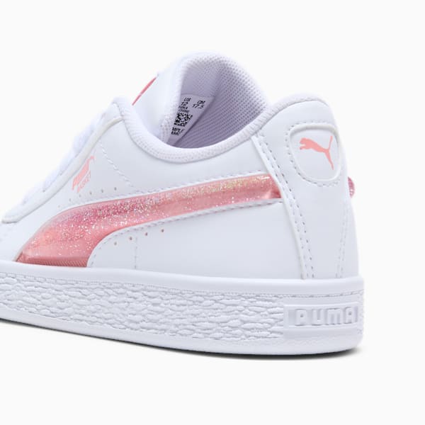 Basket Glitter Little Kids' Sneakers, PUMA White-Pink Fruit, extralarge