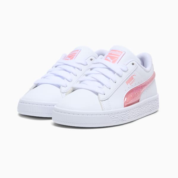 Tenis para niños pequeños Basket Glitter, PUMA White-Pink Fruit, extralarge