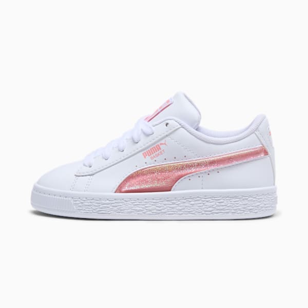 Tenis para niños pequeños Basket Glitter, PUMA White-Pink Fruit, extralarge