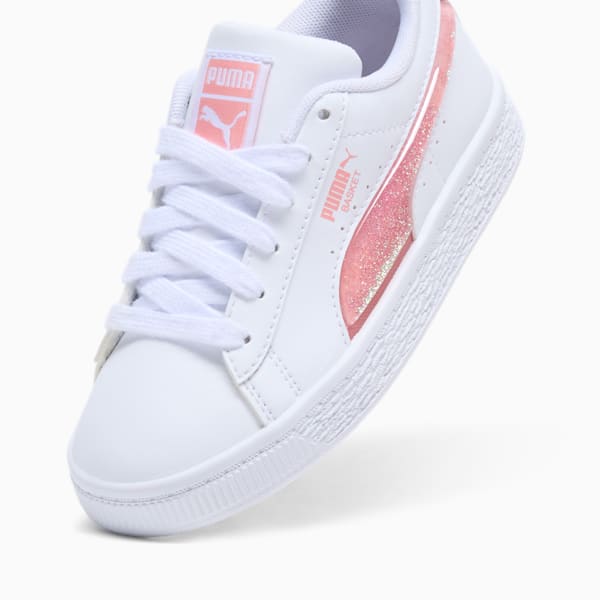 Tenis para niños pequeños Basket Glitter, PUMA White-Pink Fruit, extralarge