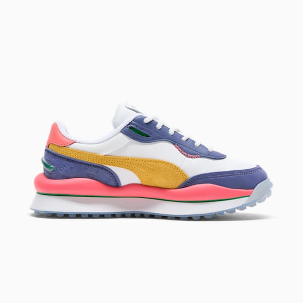 Tenis para mujer Style Rider Vegas Flagship, PUMA White-Sunny Yellow-Blue Crystal-Peach Frost, extralarge