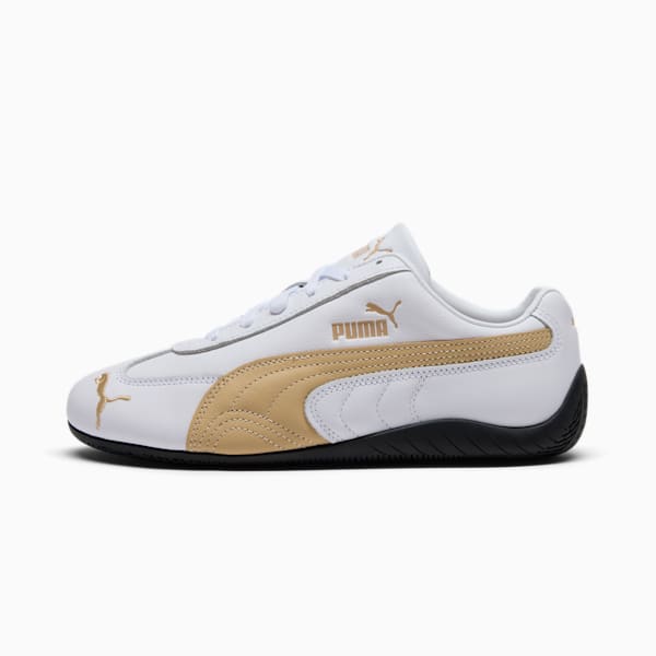 Tenis de cuero para mujer Speedcat, PUMA White-Toasted Almond, extralarge