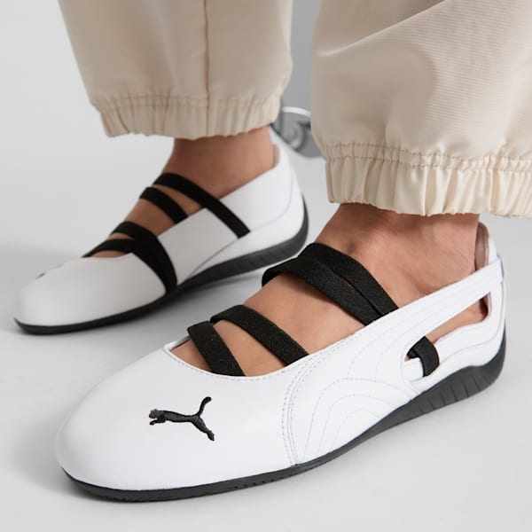 ウィメンズ スピードキャット バレエ レザー スニーカー, PUMA White-PUMA White-PUMA Black, extralarge-JPN