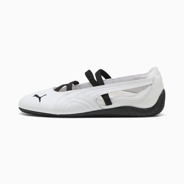 Speedcat Ballet Leather Women's Shoes, PUMA White-PUMA White-PUMA Black, extralarge