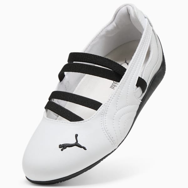 Speedcat Ballet Leather Women's Shoes, PUMA White-PUMA White-PUMA Black, extralarge
