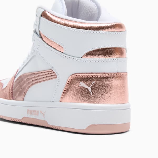 Tenis para mujer Rebound Layup Metallic, PUMA White-Rose Gold-Rose Quartz, extralarge