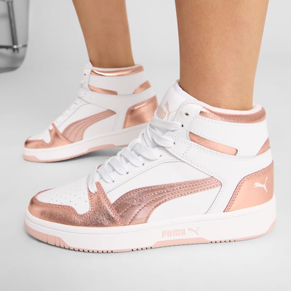 Tenis para mujer Rebound Layup Metallic, PUMA White-Rose Gold-Rose Quartz, extralarge