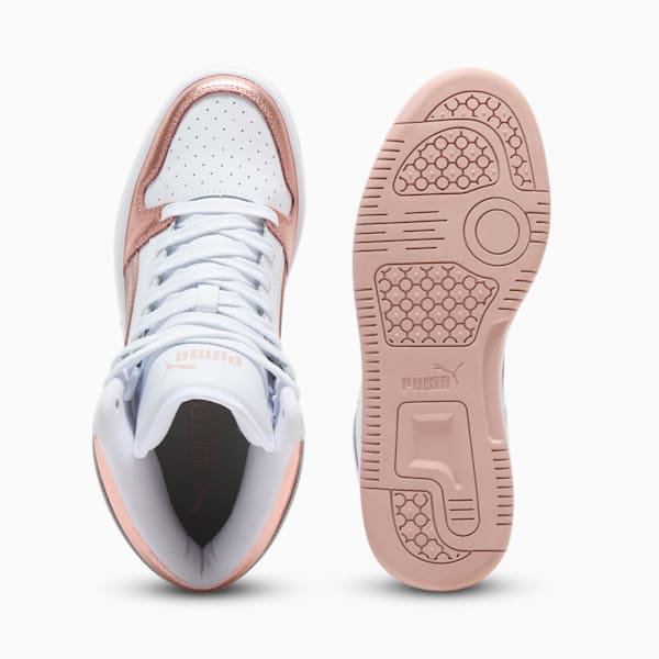 Tenis para mujer Rebound Layup Metallic, PUMA White-Rose Gold-Rose Quartz, extralarge