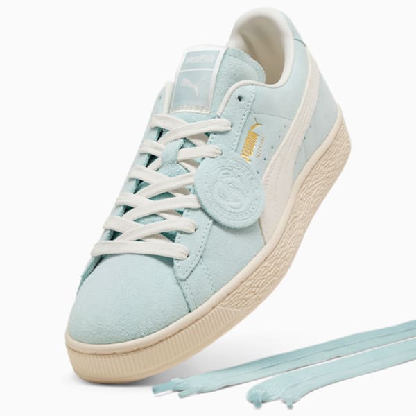Charles F. Stead Suede Sneakers, Green Glimmer-PUMA White, extralarge