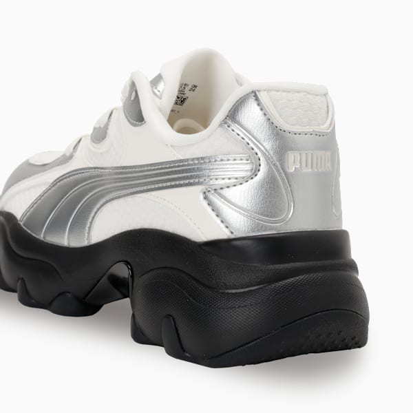 ウィメンズ パルサー ライト シャインメリー スニーカー, Warm White-PUMA Silver-PUMA Black, extralarge-JPN