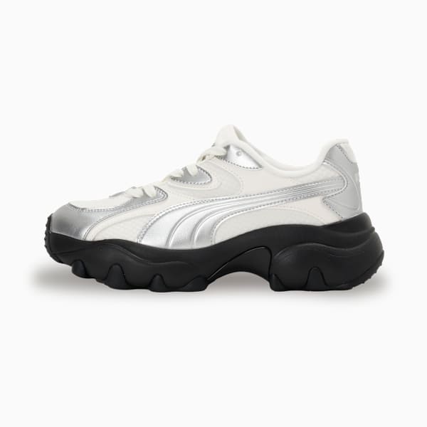 ウィメンズ パルサー ライト シャインメリー スニーカー, Warm White-PUMA Silver-PUMA Black, extralarge-JPN