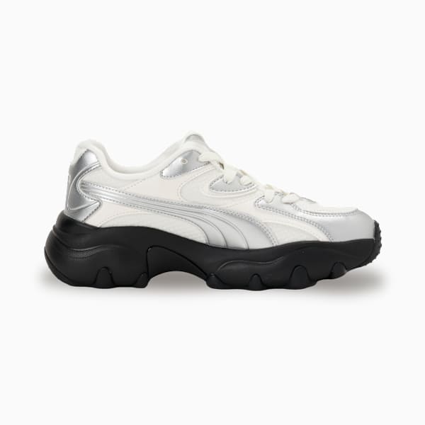 ウィメンズ パルサー ライト シャインメリー スニーカー, Warm White-PUMA Silver-PUMA Black, extralarge-JPN