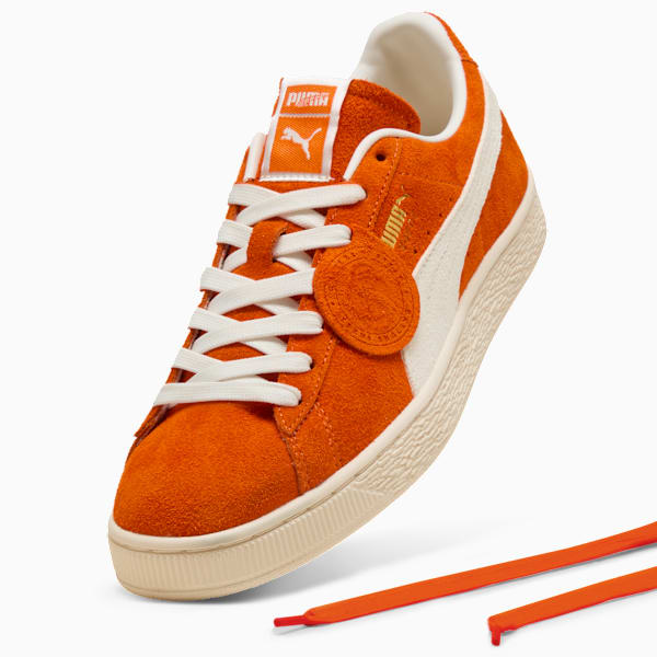 Suede Charles F. Stead IV Unisex, Orange Glo-PUMA White, extralarge