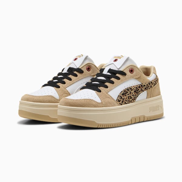 Rebound Femme Low Animal Flair Sneakers Women, PUMA White-Toasted Almond-Exotic Red, extralarge-GBR