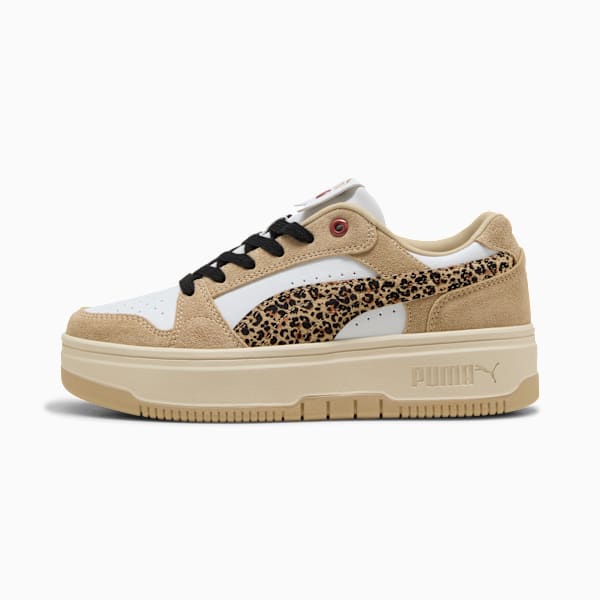 Rebound Femme Low Animal Flair Sneakers Women, PUMA White-Toasted Almond-Exotic Red, extralarge-GBR