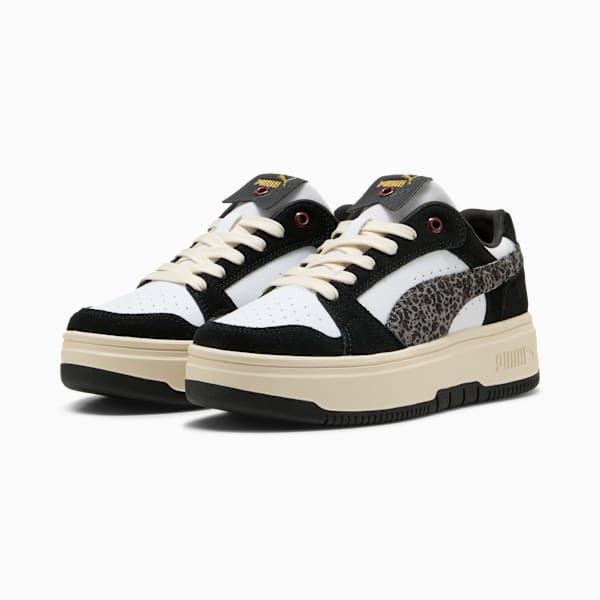 Rebound Femme Low Animal Flair Sneakers Women, PUMA White-PUMA Black-Alpine Snow, extralarge-GBR