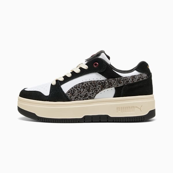 Rebound Femme Low Animal Flair Sneakers Women, PUMA White-PUMA Black-Alpine Snow, extralarge-GBR
