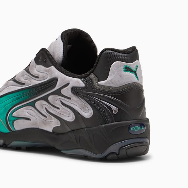 Inhale Distressed Sneakers, Vibrant Silver-Vibrant Green, extralarge