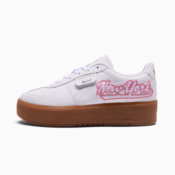 Palermo Elevata NYC Graffiti Sneakers Women, PUMA White-Poised Pink-Persian Blue, extralarge