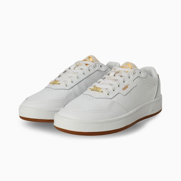 Court Classic Lux Women's Sneakers, PUMA White-Alpine Snow-PUMA Gold, extralarge-IND