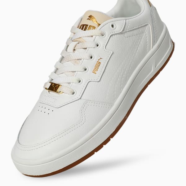 Court Classic Lux Women's Sneakers, PUMA White-Alpine Snow-PUMA Gold, extralarge-IND