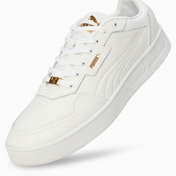 Court Classic Lux Res Unisex Sneakers, PUMA White-PUMA Gold, extralarge-IND