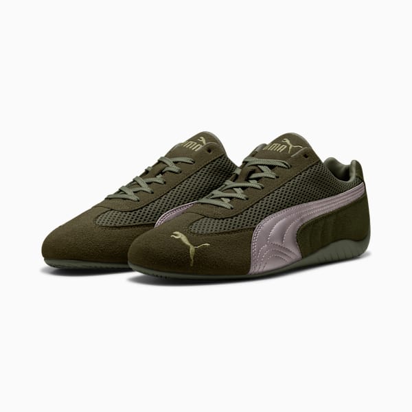 Tenis Speedcat Premium para mujer, Dark Olive-Matte Silver, extralarge