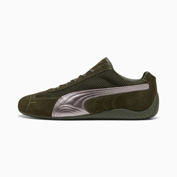 Tenis Speedcat Premium para mujer, Dark Olive-Matte Silver, extralarge