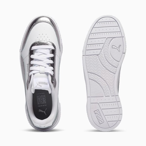 Tenis de plataforma Carina Mia Metallic para mujer, PUMA White-Matte Silver-PUMA Silver, extralarge