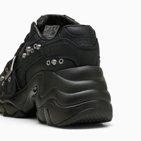 Tenis de plataforma y cuña Pulsar Wedge Black Claw para mujer, PUMA Black-Gray Echo-Puma Aged Silver, extralarge