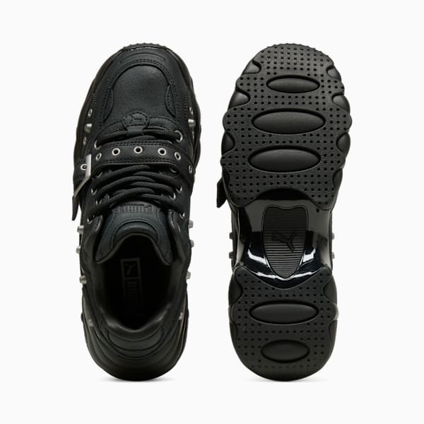 Tenis de plataforma y cuña Pulsar Wedge Black Claw para mujer, PUMA Black-Gray Echo-Puma Aged Silver, extralarge