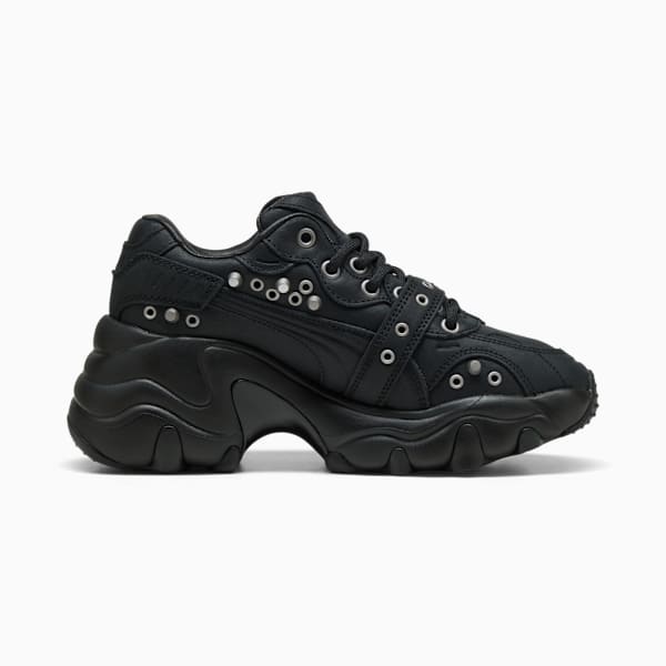 Pulsar Wedge Black Claw Women's Wedge Platform Sneakers, PUMA Black-Gray Echo-Puma Aged Silver, extralarge