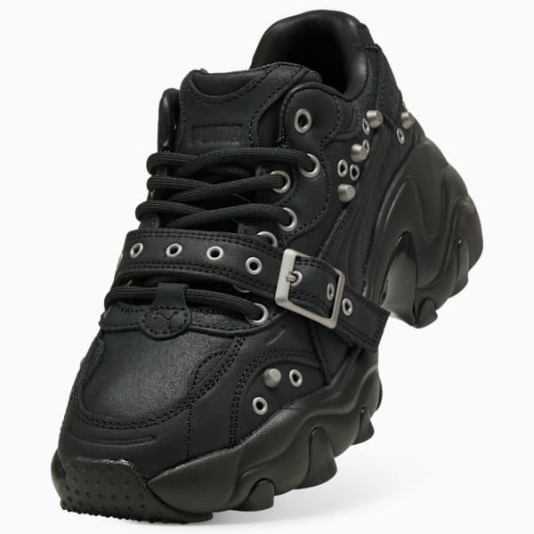 Pulsar Wedge Black Claw Women's Wedge Platform Sneakers, PUMA Black-Gray Echo-Puma Aged Silver, extralarge
