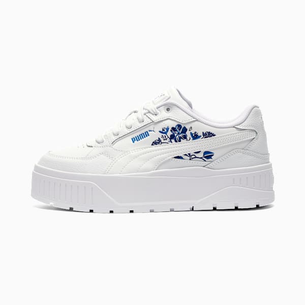 Tenis Karmen II Idol Vintage Flower para mujer, PUMA White-Cobalt Glaze-PUMA Team Royal, extralarge