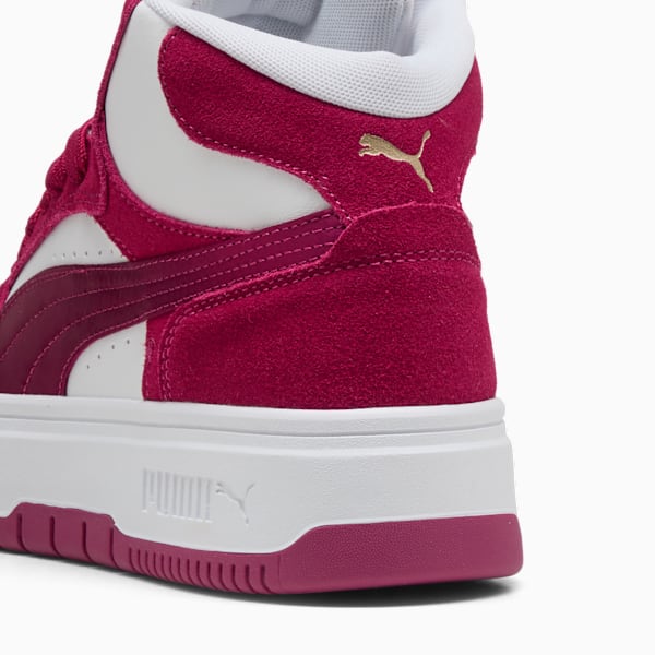 Rebound Femme Satin Women's Mid-Top Sneakers, Berry-PUMA White-PUMA Gold, extralarge