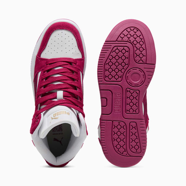 Rebound Femme Satin Women's Mid-Top Sneakers, Berry-PUMA White-PUMA Gold, extralarge