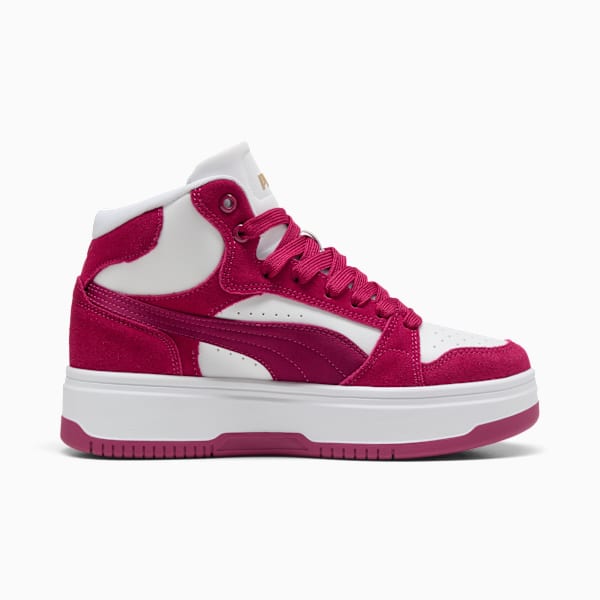 Rebound Femme Satin Women's Mid-Top Sneakers, Berry-PUMA White-PUMA Gold, extralarge