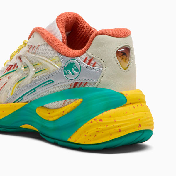 PUMA x JURASSIC WORLD Inverse Little Kids' Sneakers, Warm White-Pelé Yellow-Sparkling Green, extralarge
