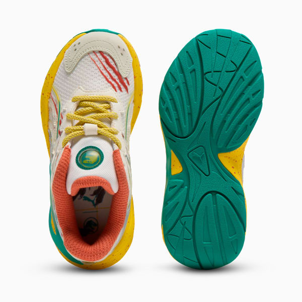 PUMA x JURASSIC WORLD Inverse Little Kids' Sneakers, Warm White-Pelé Yellow-Sparkling Green, extralarge