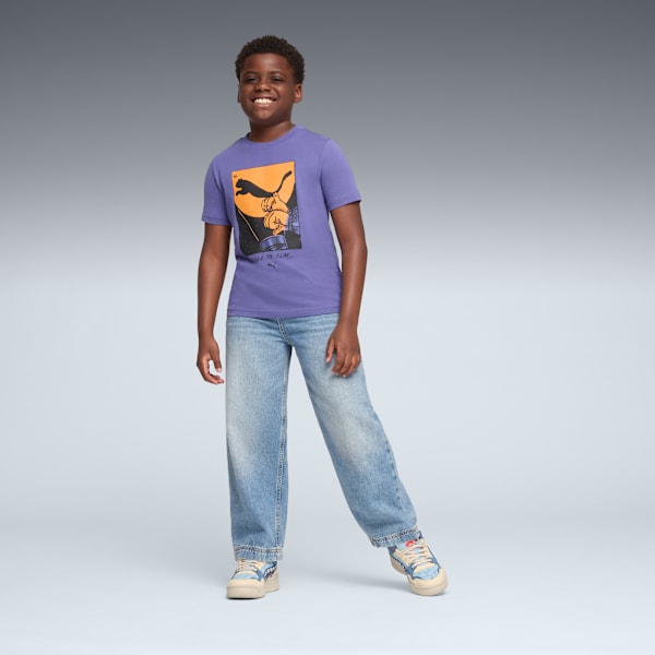 Tenis de cuello medio PUMA x JURASSIC WORLD Rebound para niños grandes, Seafoam-PUMA Navy-Creamy Vanilla, extralarge