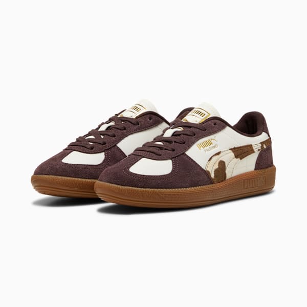 Palermo Cow Print Sneakers Women, Warm White-Chocolate Brown-Gum, extralarge-GBR