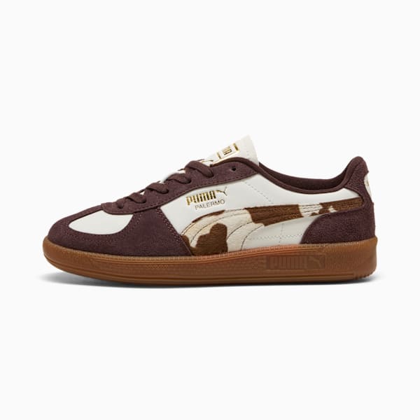 Palermo Cow Print Sneakers Women, Warm White-Chocolate Brown-Gum, extralarge-GBR