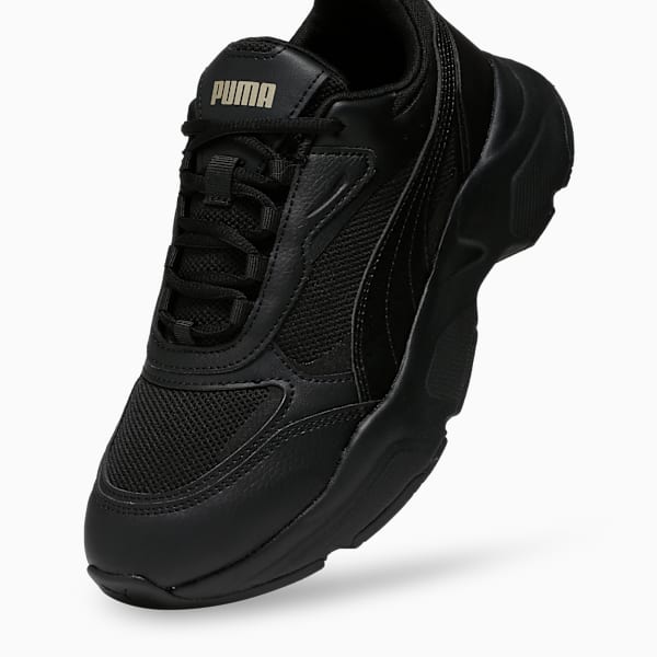 Cassia Women's Elevated Comfort Sneakers, Puma Black-Puma Black-Puma Team Gold, extralarge-IND
