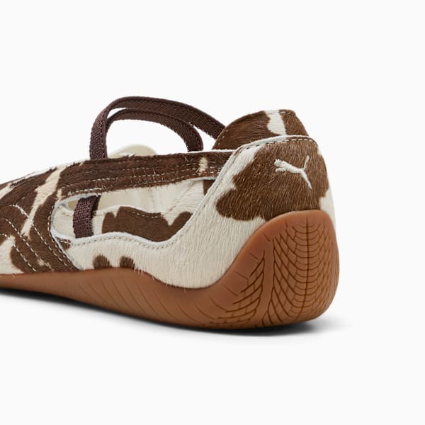 Speedcat Ballet Cow Print Women's Sneakers, Chocolate Brown-Warm White, extralarge