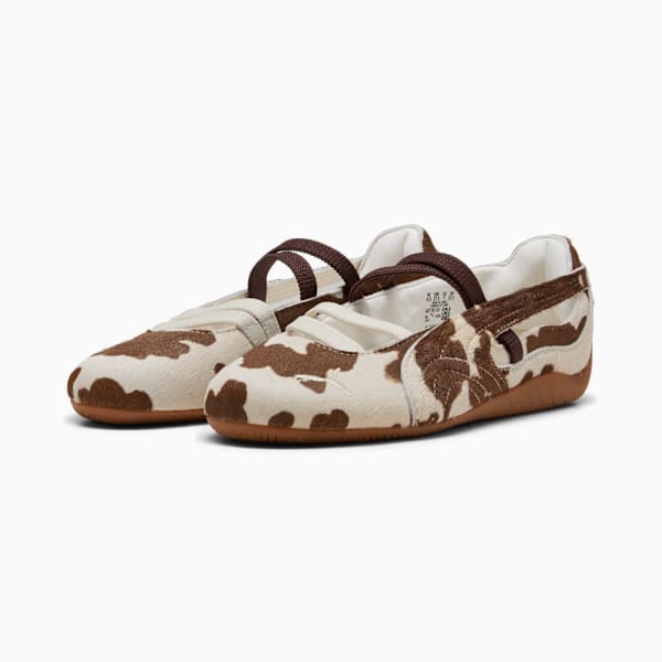 Speedcat Ballet Cow Print Women's Sneakers, Chocolate Brown-Warm White, extralarge