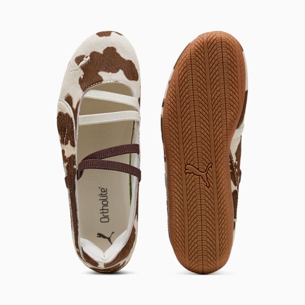Speedcat Ballet Cow Print Women's Sneakers, Chocolate Brown-Warm White, extralarge